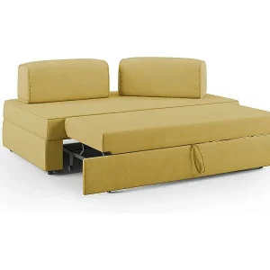 Bestseller Liberty Sofa ohne ausziehbarer Ottomane mit beweglichen Rückenlehnen aus weichem wasserfestem Stoff T02 180 cm gelb