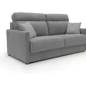 Saisonangebot Margot Schlafsofa mit hoher weicher Rückenlehne aus Stoff T02 196 cm (mat. 160x197) grau