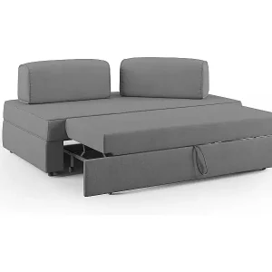 Liberty Sofa mit ausziehbarer Ottomane und beweglichen Rückenlehnen aus weichem wasserfestem Stoff T02 200 cm grau Direktkauf