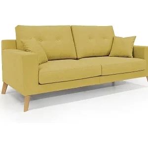 Danish modernes Sofa aus weichem, wasserfestem Stoff T02 166 cm gelb Neu