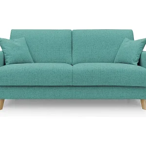 Preisknaller Edgar Schlafsofa aus wasserfestem felis Stoff T03 200 cm (mat. 160x197) aquamarin