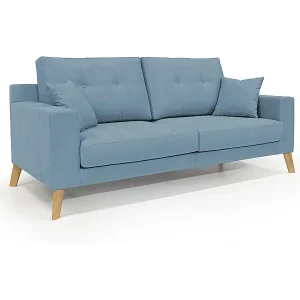 Heißes Angebot Danish modernes Sofa aus weichem, wasserfestem Stoff T02 186 cm baby blau