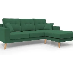 Danish Ecksofa mit verstellbarer Halbinsel aus weichem, wasserfestem Stoff T02 237 cm grün Top-Seller