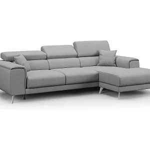 Fusion Ecksofa mit Schiebesitzen aus weichem, abwaschbarem Stoff T05 260 cm links grau Kracherpreis