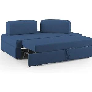 Abverkauf Liberty Sofa mit ausziehbarer Ottomane und beweglichen Rückenlehnen aus weichem wasserfestem Stoff T02 200 cm blau