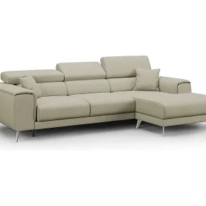 Markenprodukt Fusion Ecksofa mit Schiebesitzen aus weichem, abwaschbarem Stoff T05 260 cm links creme