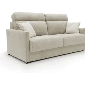 Margot Schlafsofa mit hoher weicher Rückenlehne aus Stoff T02 176 cm (mat. 140x197) creme Neu