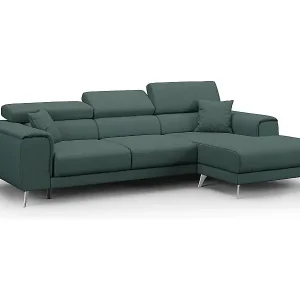 Fusion Ecksofa mit Schiebesitzen aus weichem, abwaschbarem Stoff T05 260 cm rechts grün Bestpreis
