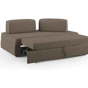 Liberty Sofa ohne ausziehbarer Ottomane mit beweglichen Rückenlehnen aus weichem wasserfestem Stoff T02 200 cm braun Schnäppchen