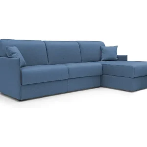 Sichere Zahlung Evans Ecksofa mit Schlaffunktion aus wasserfestem Stoff T13 232 cm rechts (mat. 120x197) blau