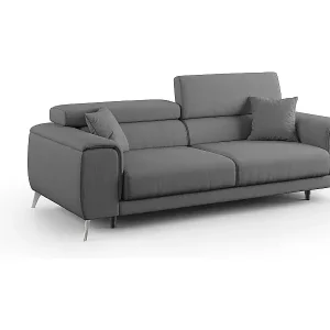 Fusion Sofa mit Schiebesitzen aus abwaschbarem Stoff T05 185 cm anthrazit Sonderangebot