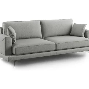 Dorian modernes Sofa aus weichem, schmutzabweisendem Stoff T05 218 cm grau Markenware