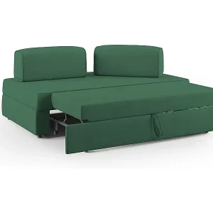 Liberty Sofa ohne ausziehbarer Ottomane mit beweglichen Rückenlehnen aus weichem wasserfestem Stoff T02 160 cm grün Saisonangebot