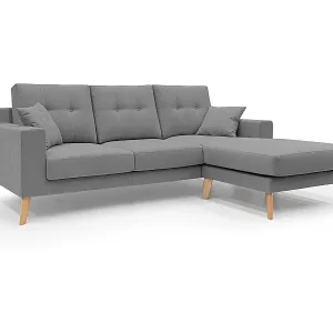 Danish Ecksofa mit verstellbarer Halbinsel aus weichem, wasserfestem Stoff T02 237 cm grau Top-Seller