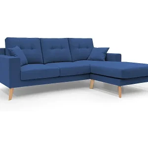 Danish Ecksofa mit verstellbarer Halbinsel aus weichem, wasserfestem Stoff T02 237 cm blau Direktkauf
