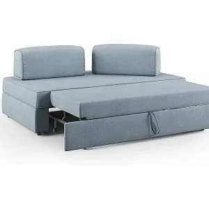 Kracherpreis Liberty Sofa mit ausziehbarer Ottomane und beweglichen Rückenlehnen aus weichem wasserfestem Stoff T02 200 cm baby blau