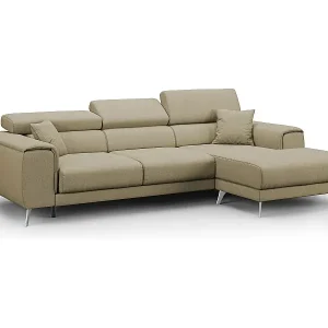 Must-Have Fusion Ecksofa mit Schiebesitzen aus weichem, abwaschbarem Stoff T05 260 cm rechts kamel