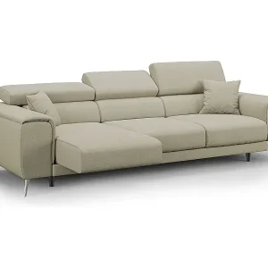 Fusion Sofa mit 3 Schiebesitzen aus abwaschbarem Stoff T05 260 cm creme Must-Have