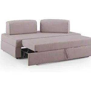 Liberty Sofa mit ausziehbarer Ottomane und beweglichen Rückenlehnen aus weichem wasserfestem Stoff T02 180 cm rosa Knallerangebot