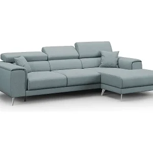 Bestpreis Fusion Ecksofa mit Schiebesitzen aus weichem, abwaschbarem Stoff T05 260 cm links baby blau