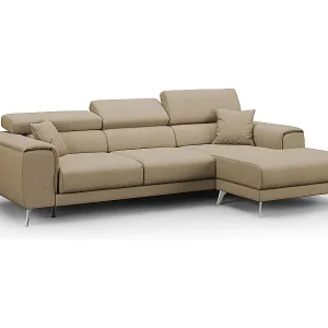 Nur Heute Fusion Ecksofa mit Schiebesitzen aus weichem, abwaschbarem Stoff T05 260 cm links beige