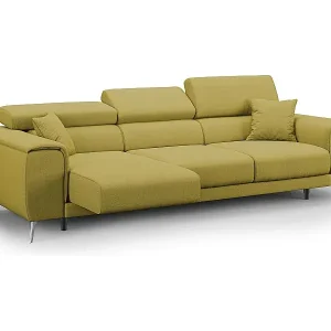 Fusion Sofa mit 3 Schiebesitzen aus abwaschbarem Stoff T05 260 cm gelb Schnäppchen
