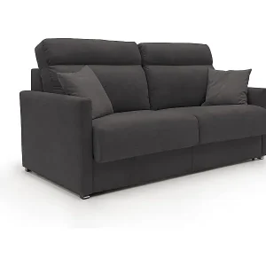 Margot Schlafsofa mit hoher weicher Rückenlehne aus Stoff T02 196 cm (mat. 160x197) schwarz Preisreduziert