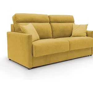 Neue Ware Margot Schlafsofa mit hoher weicher Rückenlehne aus Stoff T02 176 cm (mat. 140x197) gelb