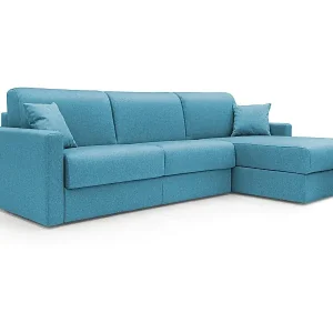 Nur Für Kurze Zeit Chris 5-Sitzer-Ecksofa aus wasserfestem Stoff T13 288 cm links (mat. 120x197) hellblau