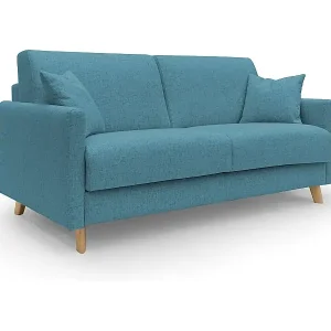 Edgar Schlafsofa aus wasserfestem felis Stoff T03 180 cm (mat. 140x197) hellblau Must-Have