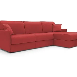 Direkt Vom Hersteller Evans Ecksofa mit Schlaffunktion aus wasserfestem Stoff T13 232 cm links (mat. 120x197) Rot