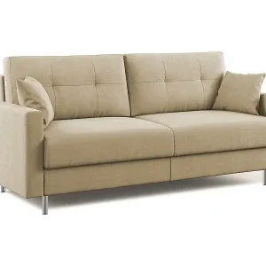 Markenware Megan Schlafsofa aus abwaschbarer Mikrofaser T11 168 cm (mat. 120x197) Beige