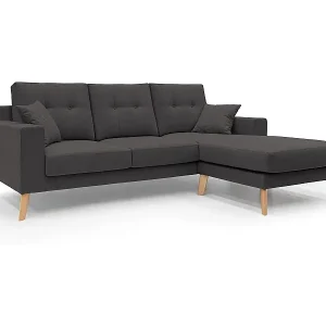 Danish Ecksofa mit verstellbarer Halbinsel aus weichem, wasserfestem Stoff T02 237 cm schwarz Top-Angebot