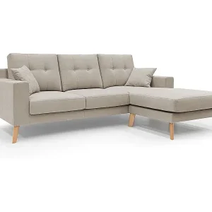 Garantierte Lieferung Danish Ecksofa mit verstellbarer Halbinsel aus weichem, wasserfestem Stoff T02 237 cm beige