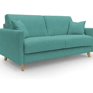 Edgar Schlafsofa aus wasserfestem felis Stoff T03 160 cm (mat. 120x197) aquamarin Letzte Chance