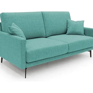 Schneller Versand Saturno modernes Sofa aus weichem wasserfestem Stoff T03 140 cm aquamarin