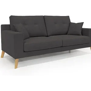Danish modernes Sofa aus weichem, wasserfestem Stoff T02 146 cm schwarz Kostenloser Versand
