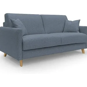 Markenware Edgar Schlafsofa aus wasserfestem felis Stoff T03 160 cm (mat. 120x197) blau