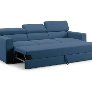 Dylan 3-Sitzer-Sofa mit Bettkastenauszug aus wasserfestem Baumwollartigem Stoff T13 240 cm blau Finale Aktion