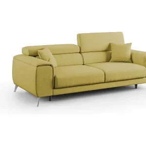 Geprüft Fusion Sofa mit Schiebesitzen aus abwaschbarem Stoff T05 215 cm gelb