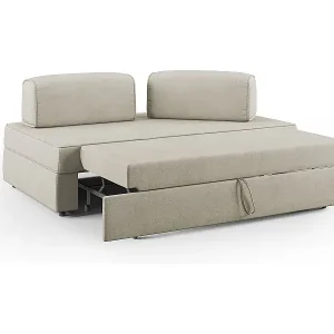 Angebot Liberty Sofa mit ausziehbarer Ottomane und beweglichen Rückenlehnen aus weichem wasserfestem Stoff T02 200 cm creme