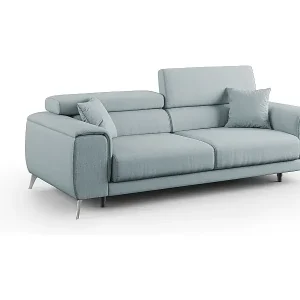 Fusion Sofa mit Schiebesitzen aus abwaschbarem Stoff T05 185 cm baby blau Top-Preis