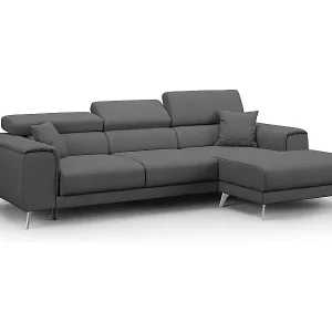Sale Fusion Ecksofa mit Schiebesitzen aus weichem, abwaschbarem Stoff T05 260 cm links anthrazit