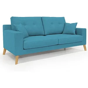 Preiswert Danish modernes Sofa aus weichem, wasserfestem Stoff T02 186 cm hellblau