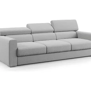 Dylan 3-Sitzer-Sofa mit Bettkastenauszug aus wasserfestem Baumwollartigem Stoff T13 240 cm grau Gratis Versand