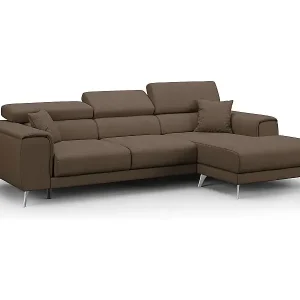 Fusion Ecksofa mit Schiebesitzen aus weichem, abwaschbarem Stoff T05 260 cm rechts braun Letzte Chance