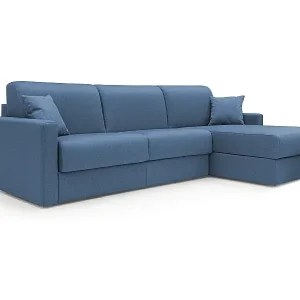Chris 5-Sitzer-Ecksofa aus wasserfestem Stoff T13 248 cm links (mat. 120x197) blau Echt