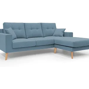Danish Ecksofa mit verstellbarer Halbinsel aus weichem, wasserfestem Stoff T02 237 cm baby blau Schneller Versand