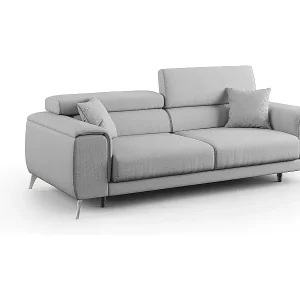 Fusion Sofa mit Schiebesitzen aus abwaschbarem Stoff T05 185 cm grau Nur Heute