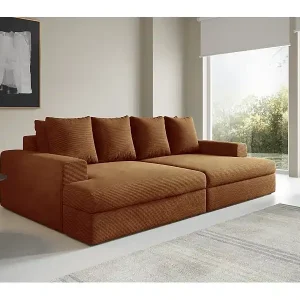 Zertifiziert 4-Sitzer-Sofa mit tiefem Sitzkomfort Cord CALDO Kupfer